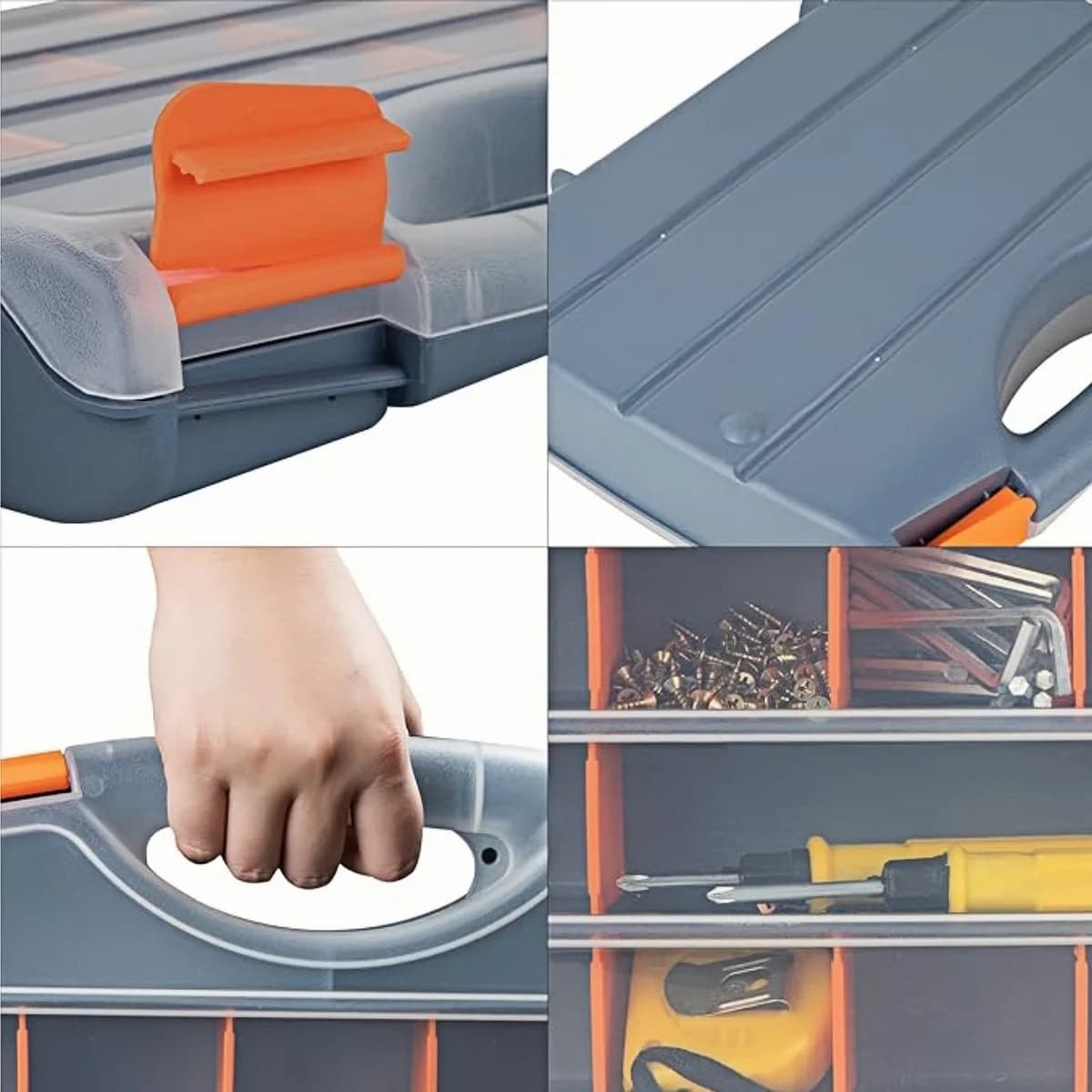 Hộp đựng phụ kiện kim khí có ngăn chia tháo rời và nắp gập