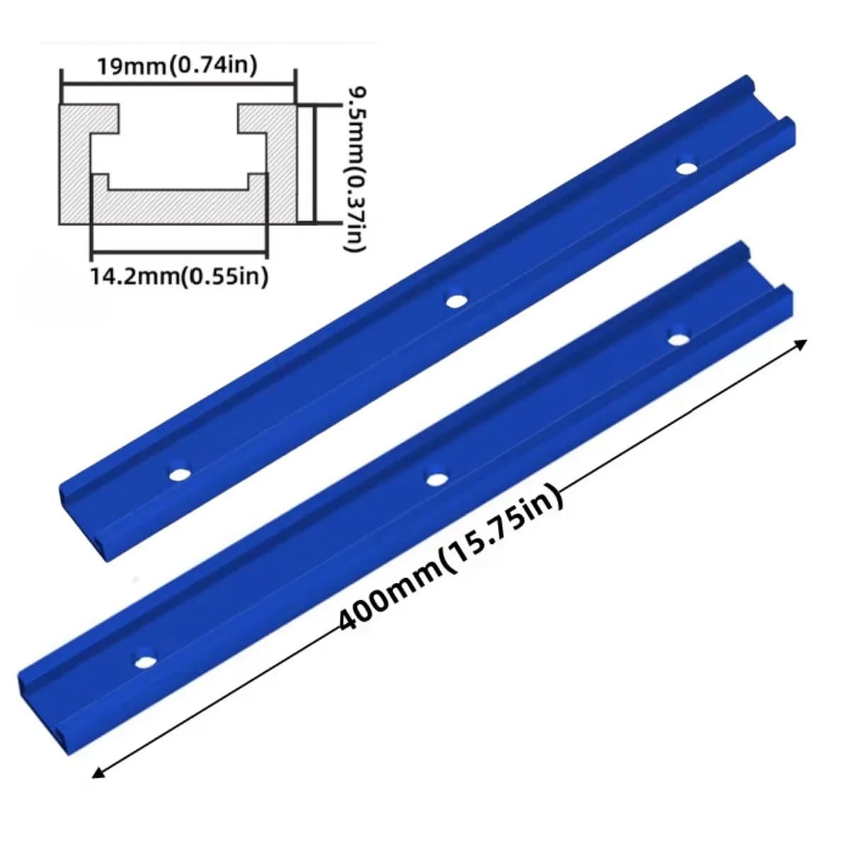 Bộ 2 thanh ray T-track bằng nhôm cho khe cắt vát