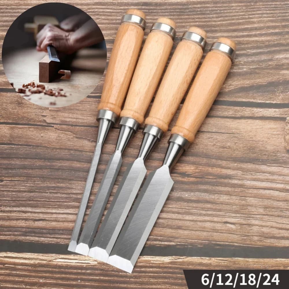 Bộ 4 Đục Khắc Gỗ Tay Cầm Gỗ Dẻ