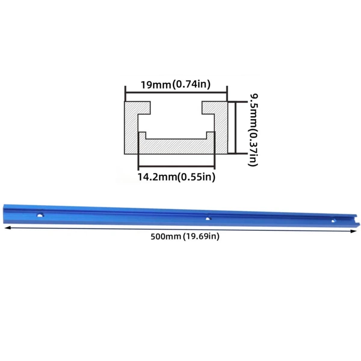 Thanh ray chữ T cắt đôi 500mm kèm núm ốc vít cho nghề mộc