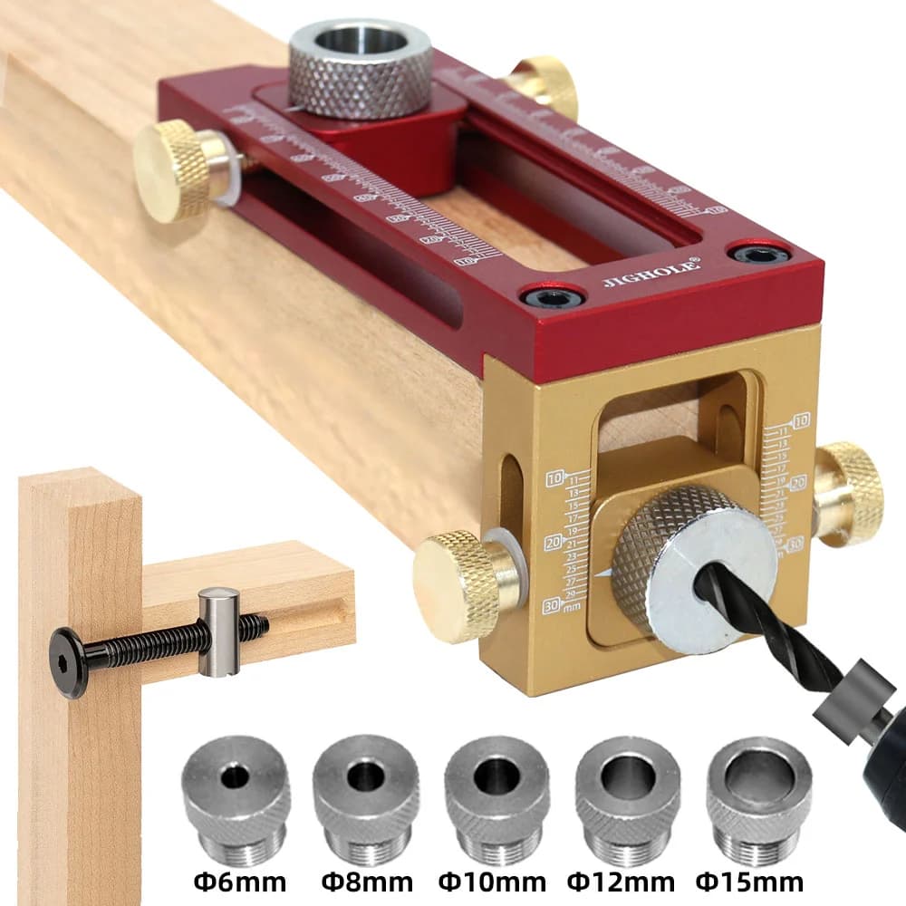 Dụng Cụ Khoan Hướng Dẫn Và Định Vị Chốt Gỗ 2-in-1 Kèm Bộ Mũi Khoan