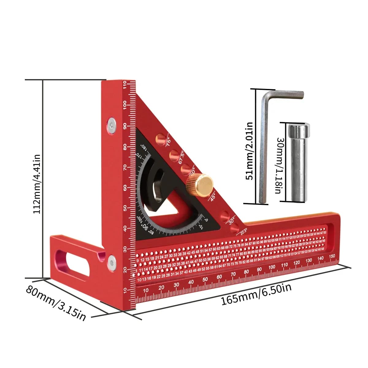 Bộ thước vuông thợ mộc và thước tam giác 2 trong 1