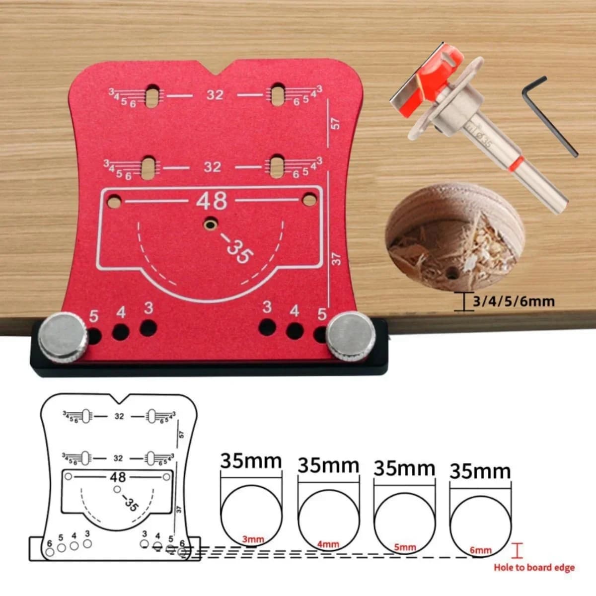 Dụng cụ khoan lỗ bản lề 35mm kèm khung giới hạn