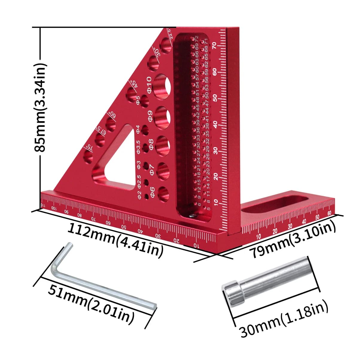 Thước đo góc đa chiều Imperial 3D bằng nhôm cho thợ mộc