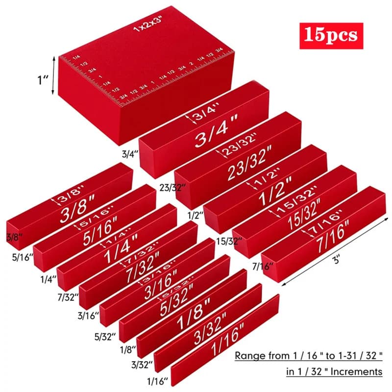 Bộ 15 Khối Chuẩn Nhôm Chính Xác Kèm Thước Đo Cao
