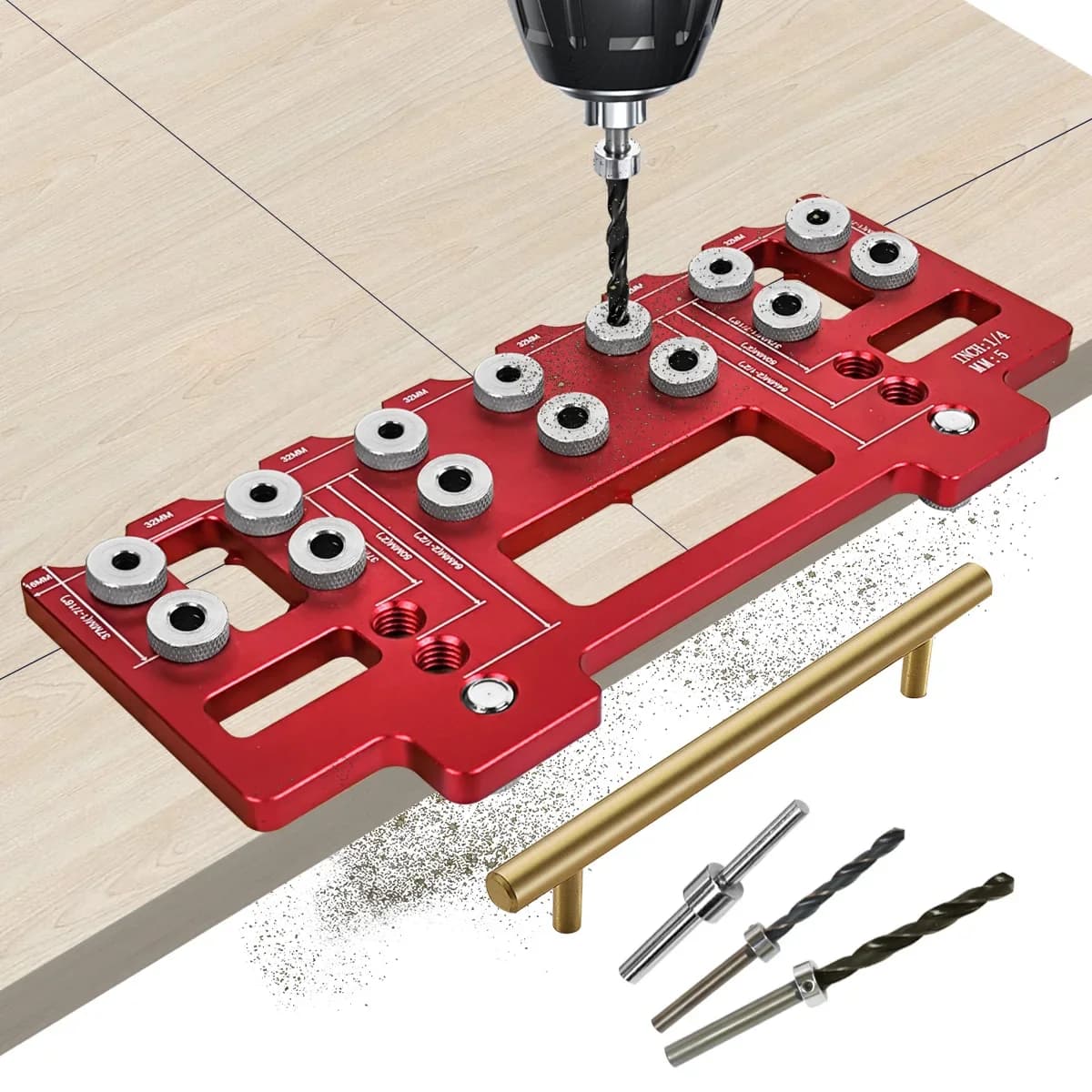 Bộ định vị khoan lỗ kệ và đục dấu khoảng cách tay cầm