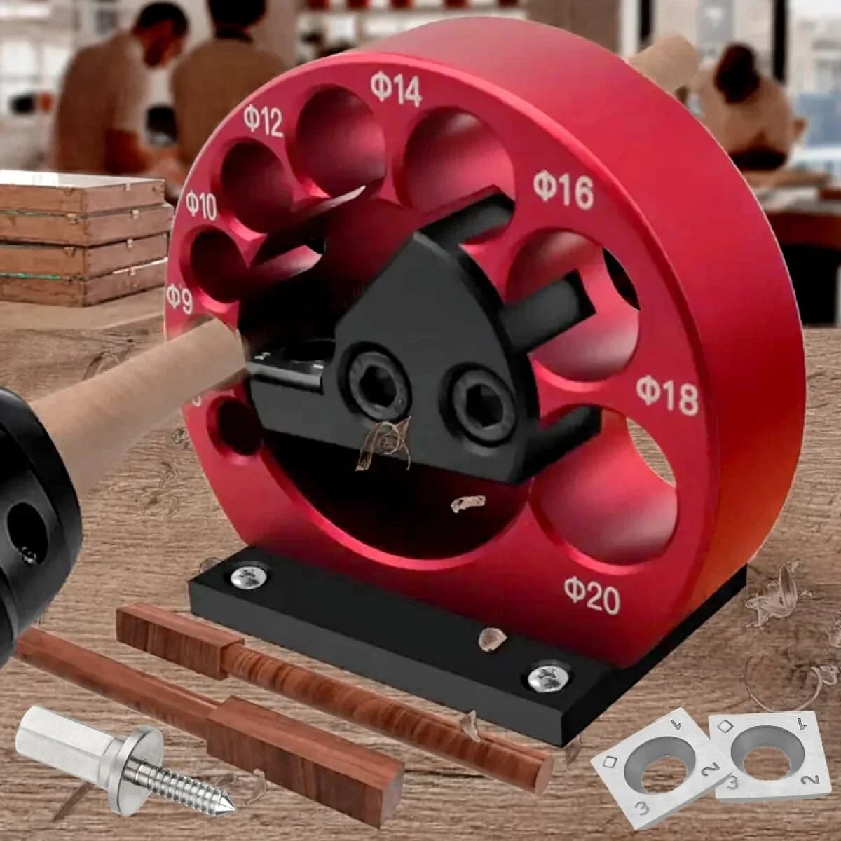 Bộ Dụng Cụ Tạo Chốt Gỗ 8 Lỗ, 8mm-20mm Với Lưỡi Cắt Carbide
