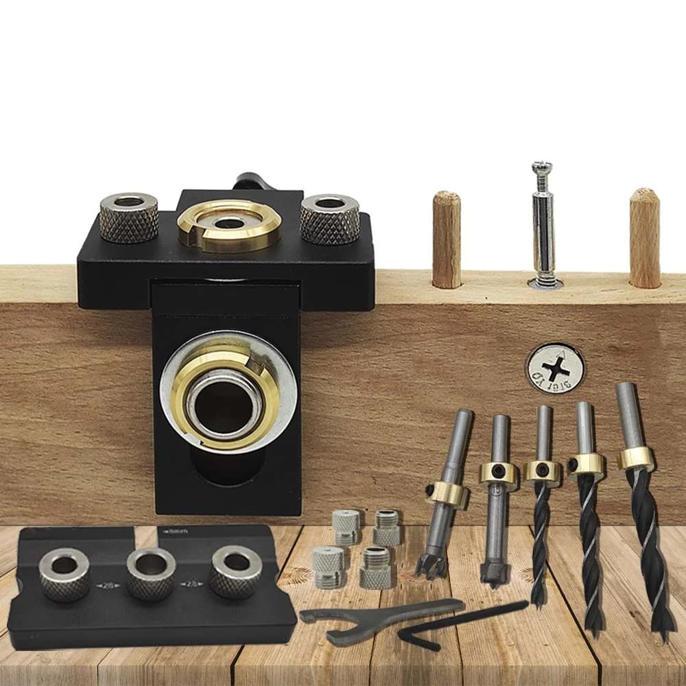 Dẫn hướng khoan điều chỉnh 3-trong-1 và jig ghép chốt gỗ