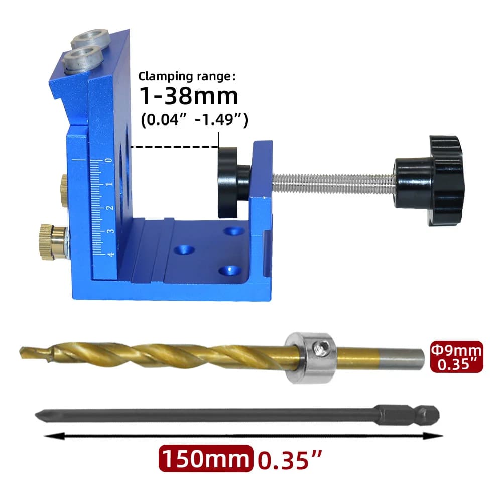 Bộ định vị khoan lỗ bỏ túi kèm dẫn hướng, mũi khoan và vít