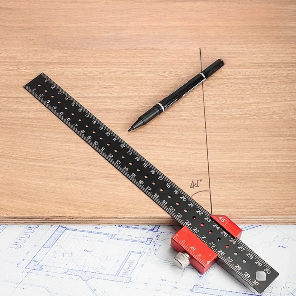 Thước đo hệ mét với chốt chặn trượt 45/90 độ