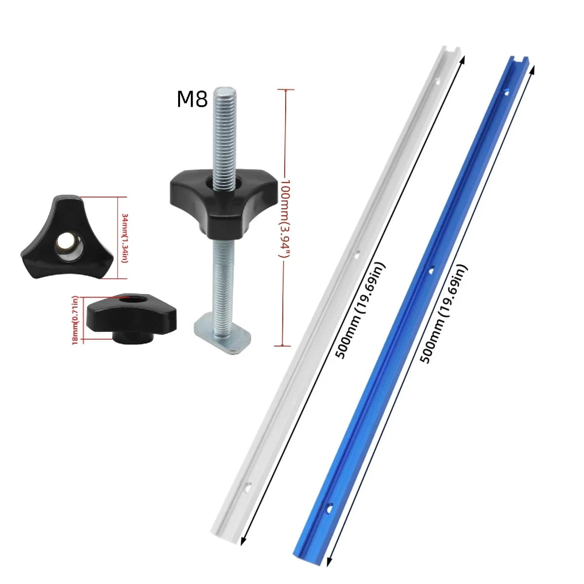 Bộ ray T và bu lông hồ sơ cắt đôi 500mm