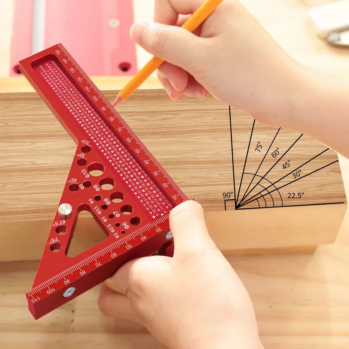 Thước đo đa góc 3D kéo dài kèm chốt dowel